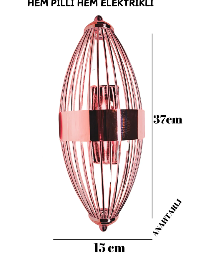 Beyzbol Rose , Pilli Aplik, Anahtarlı, Pilli Elektrikli 1 Adet Ledli Duvar Aplik