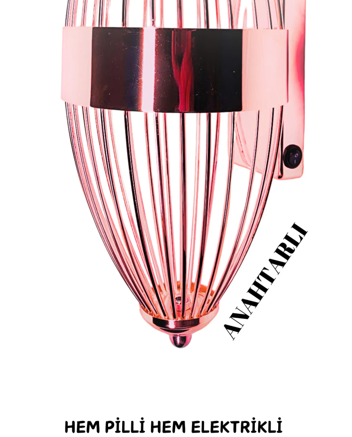 Beyzbol Rose , Pilli Aplik, Anahtarlı, Pilli Elektrikli 1 Adet Ledli Duvar Aplik