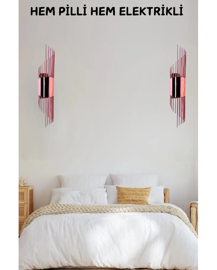 Sarkıt Rose, Pilli Aplik, Anahtarlı, Pilli Elektrikli , Ledli Duvar Aplik, - 1 Adet