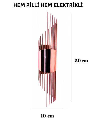 Sarkıt Rose, Pilli Aplik, Anahtarlı, Pilli Elektrikli , Ledli Duvar Aplik, - 1 Adet