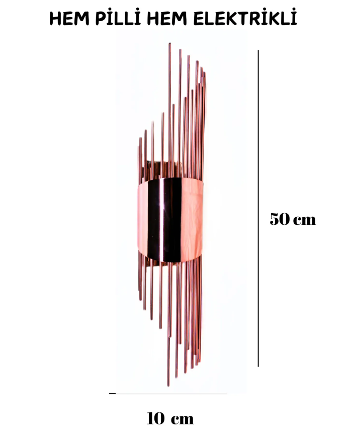 Sarkıt Rose, Pilli Aplik, Anahtarlı, Pilli Elektrikli , Ledli Duvar Aplik, - 1 Adet