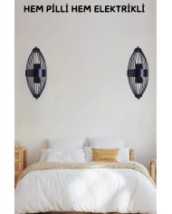 Beyzbol Siyah, Pilli Aplik, Anahtarlı, Pilli Elektrikli Ledli Duvar Aplik, Gece Lamba 1 Adet