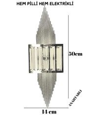 Pramit Krom Duvar Pilli Aplik, 2'si 1 Arada Ledli Duvar Aplik, Tak Çalıştır, Kablosuz