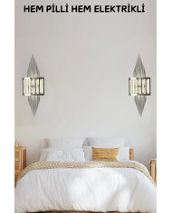 Pramit Krom Duvar Pilli Aplik, 2'si 1 Arada Ledli Duvar Aplik, Tak Çalıştır, Kablosuz