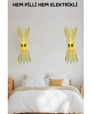 Kirpi Gold Duvar Aplik,pilli Aplik, Led Ampüllü Tekli Duvar Aplik Duvar Lambası