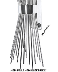 Kirpi Gümüş Duvar Aplik, Pilli Aplik Led Işıklı Krom Kaplamalı Tekli Duvar Lambası 1 Adet