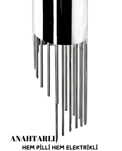 Sarkıt Gümüş Duvar Aplik, Pilli Aplik Led Ampüllü Tekli Duvar Lambası, Ev Otel Aplik 1 Adet