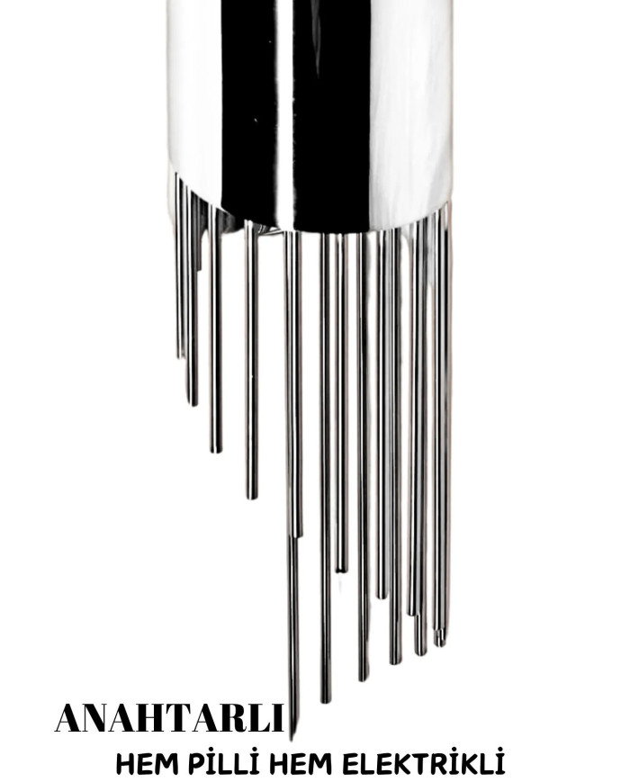 Sarkıt Gümüş Duvar Aplik, Pilli Aplik Led Ampüllü Tekli Duvar Lambası, Ev Otel Aplik 1 Adet