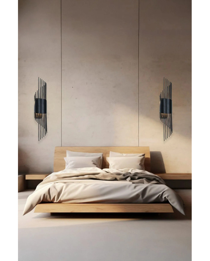 Sarkıt Siyah Duvar Aplik, Pilli Aplik, Led Ampüllü Tekli Duvar Aplik, Duvar Lambası