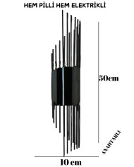 Sarkıt Siyah Duvar Aplik, Pilli Aplik, Led Ampüllü Tekli Duvar Aplik, Duvar Lambası