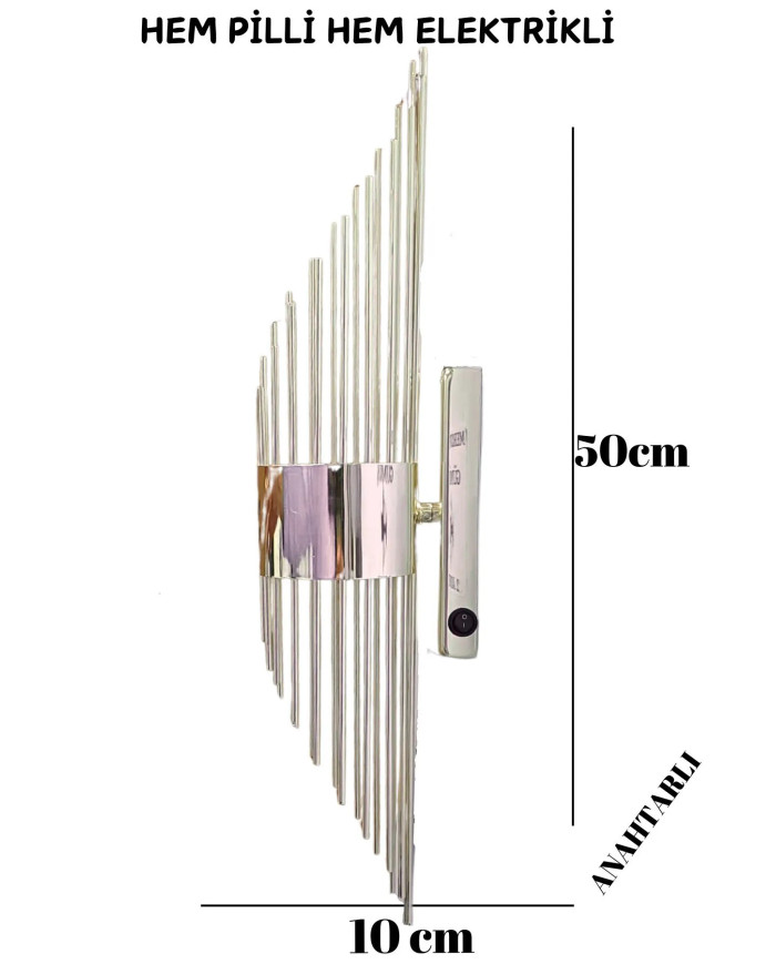 Merdiven Gümüş Duvar Pilli Aplik Ev Otel, Salon Ve Ofis Için Led Işıklı Kaplamalı Aplik 1 Adet