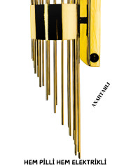 Merdiven Gold Duvar Aplik, Pilli Aplik, Led Ampüllü Duvar Aplik, Lamba, Otel ,ofis Aplik 1 Adet