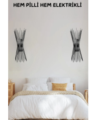 Kirpi Siyah Aplik, Pilli Aplik, ,led Ampüllü Tekli Duvar Apliği, Tekli Duvar Lambası