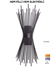 Kirpi Siyah Aplik, Pilli Aplik, ,led Ampüllü Tekli Duvar Apliği, Tekli Duvar Lambası