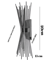 Kirpi Siyah Aplik, Pilli Aplik, ,led Ampüllü Tekli Duvar Apliği, Tekli Duvar Lambası