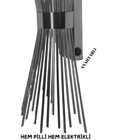 Kirpi Siyah Aplik, Pilli Aplik, ,led Ampüllü Tekli Duvar Apliği, Tekli Duvar Lambası