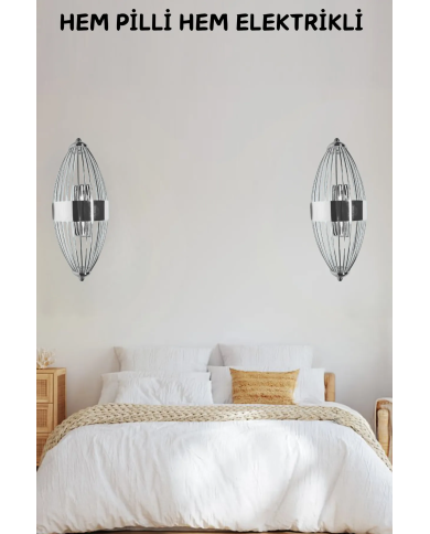 Beyzbol Gümüş, Pilli Aplik, Anahtarlı, Pilli Elektrikli Ledli Duvar Aplik, Gece Lamba 1 Adet