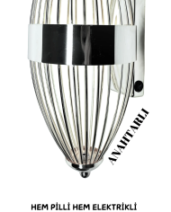 Beyzbol Gümüş, Pilli Aplik, Anahtarlı, Pilli Elektrikli Ledli Duvar Aplik, Gece Lamba 1 Adet