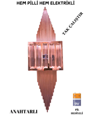 Pramit Rose Pilli Aplik, Anahtarlı, Pilli Elektrikli 1 Adet Ledli Duvar Aplik, Gece Lambası