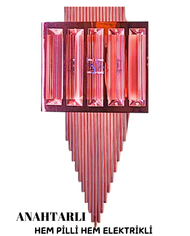 Pramit Rose Pilli Aplik, Anahtarlı, Pilli Elektrikli 1 Adet Ledli Duvar Aplik, Gece Lambası