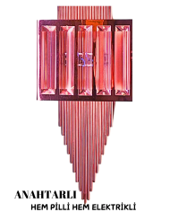 Pramit Rose Pilli Aplik, Anahtarlı, Pilli Elektrikli 1 Adet Ledli Duvar Aplik, Gece Lambası
