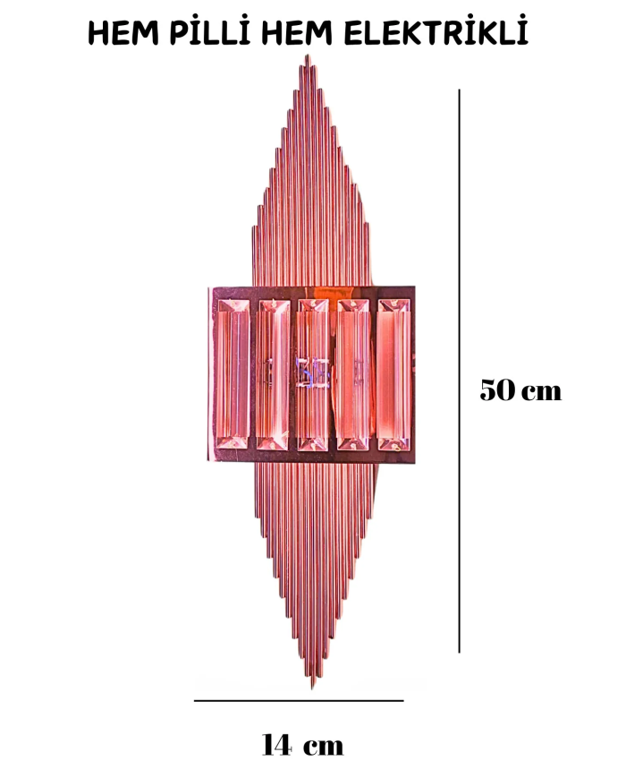 Pramit Rose Pilli Aplik, Anahtarlı, Pilli Elektrikli 1 Adet Ledli Duvar Aplik, Gece Lambası