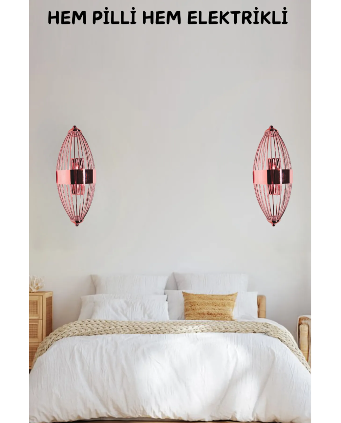 Beyzbol Rose , Pilli Aplik, Anahtarlı, Pilli Elektrikli 1 Adet Ledli Duvar Aplik