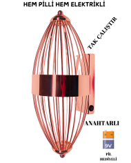 Beyzbol Rose , Pilli Aplik, Anahtarlı, Pilli Elektrikli 1 Adet Ledli Duvar Aplik